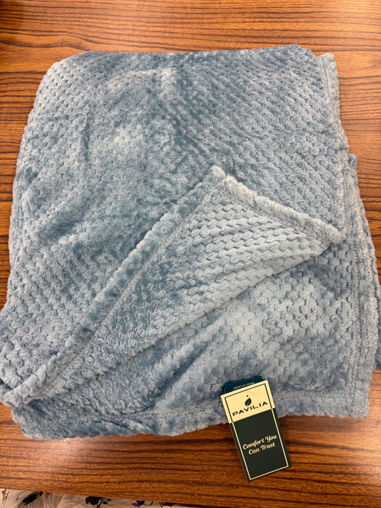 Blue Waffle Plush Blanket