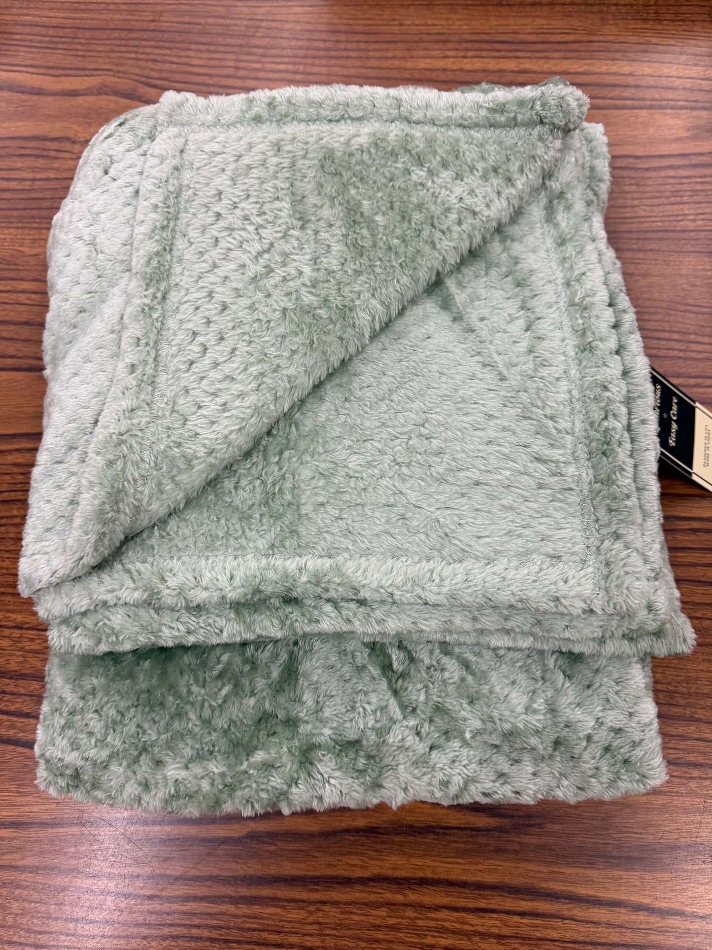 Green Waffle Plush Blanket
